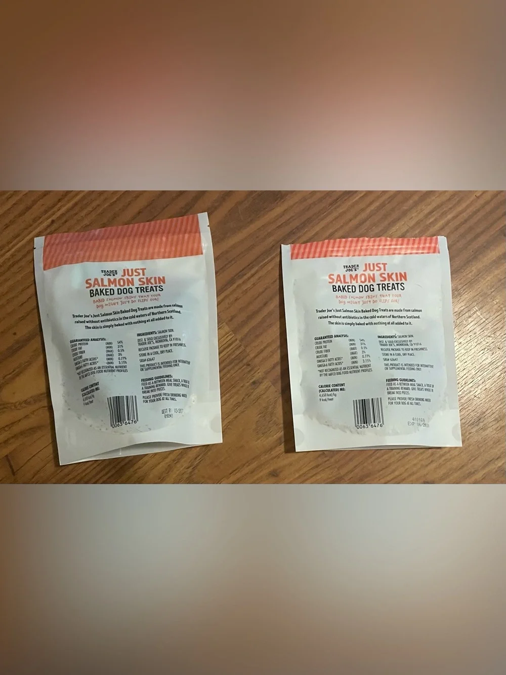 Trader Joe's Just Salmon Skin Baked Dog Treats 2 packages